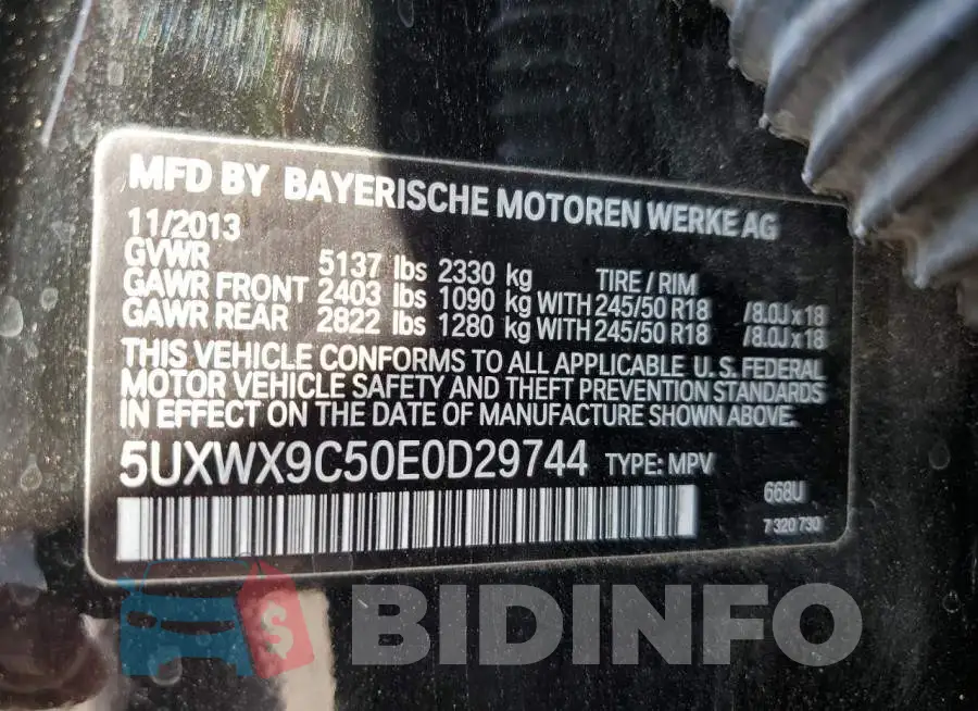 5UXWX9C50E0D29744 Photo# 13
