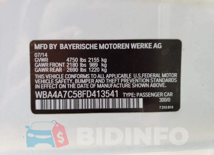 WBA4A7C58FD413541 Photo# 12