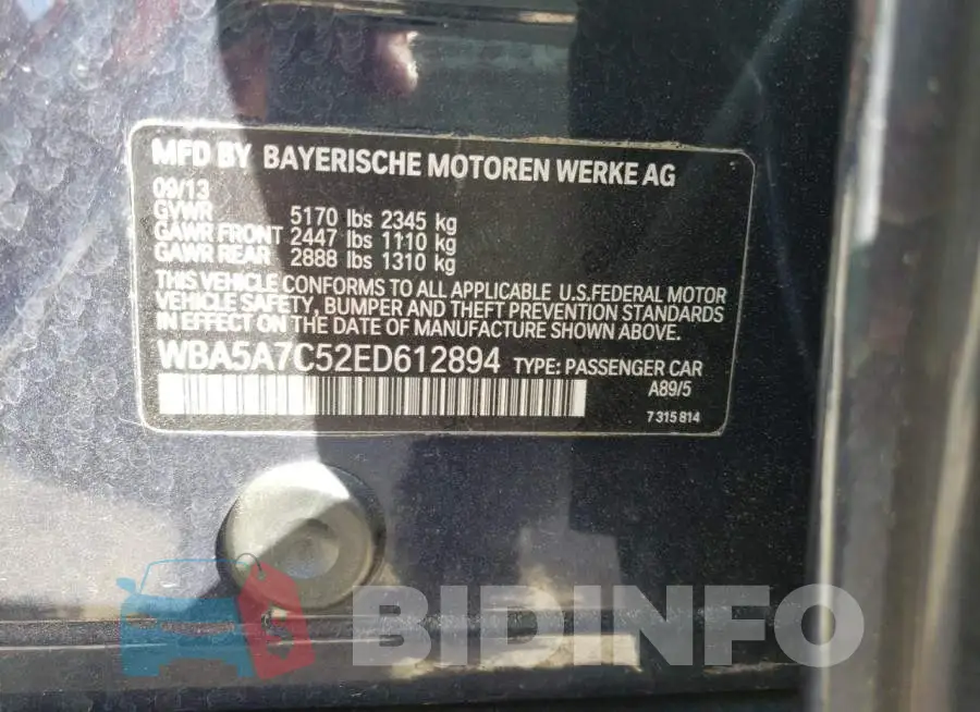 WBA5A7C52ED612894 Photo# 13