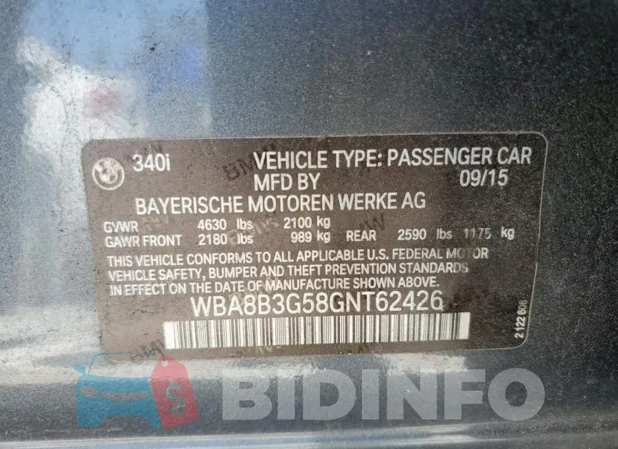 WBA8B3G58GNT62426 Photo# 12