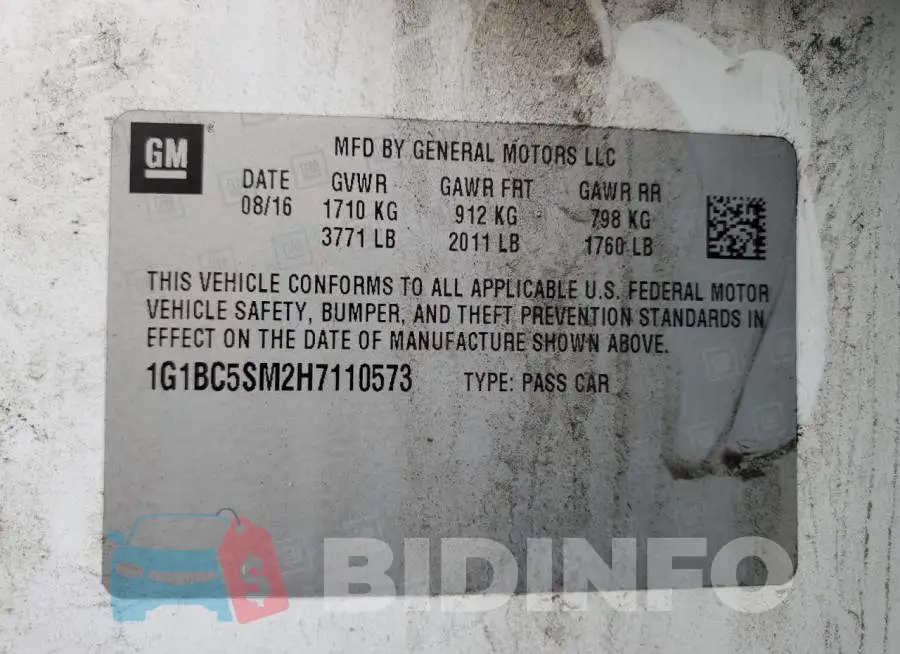 1G1BC5SM2H7110573 Photo# 12