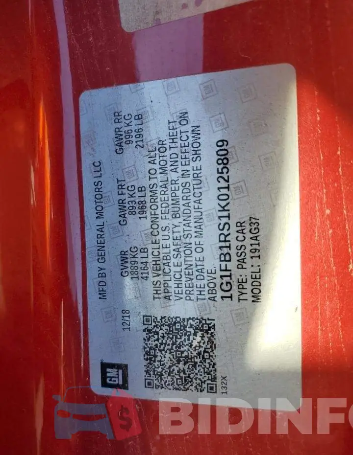 1G1FB1RS1K0125809 Photo# 12