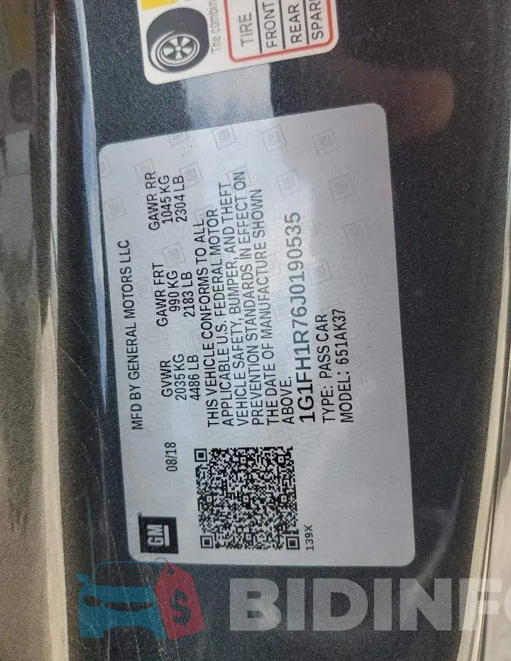 1G1FH1R76J0190535 Photo# 12