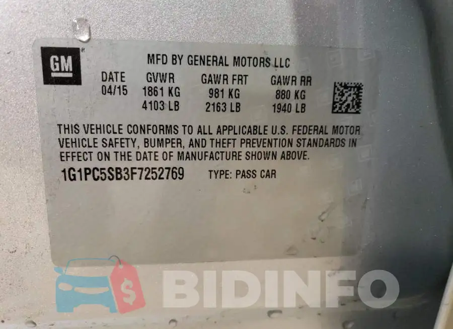 1G1PC5SB3F7252769 Photo# 12
