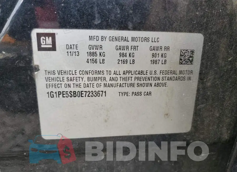 1G1PE5SB0E7233671 Photo# 12