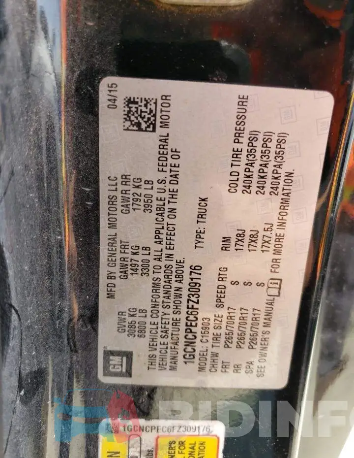 1GCNCPEC6FZ309176 Photo# 12