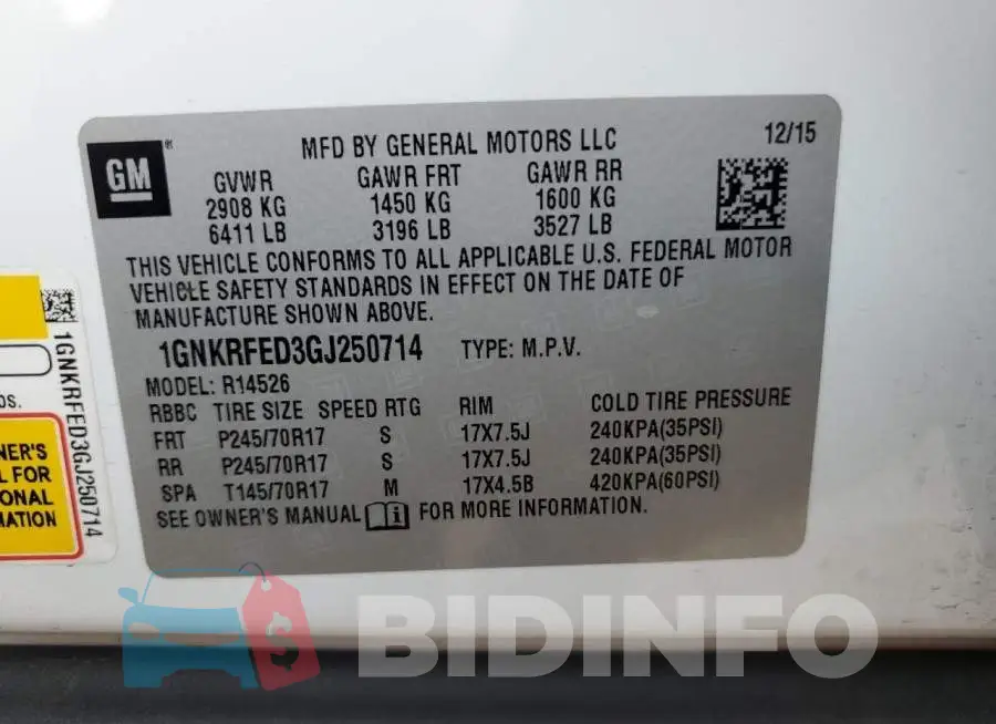 1GNKRFED3GJ250714 Photo# 13