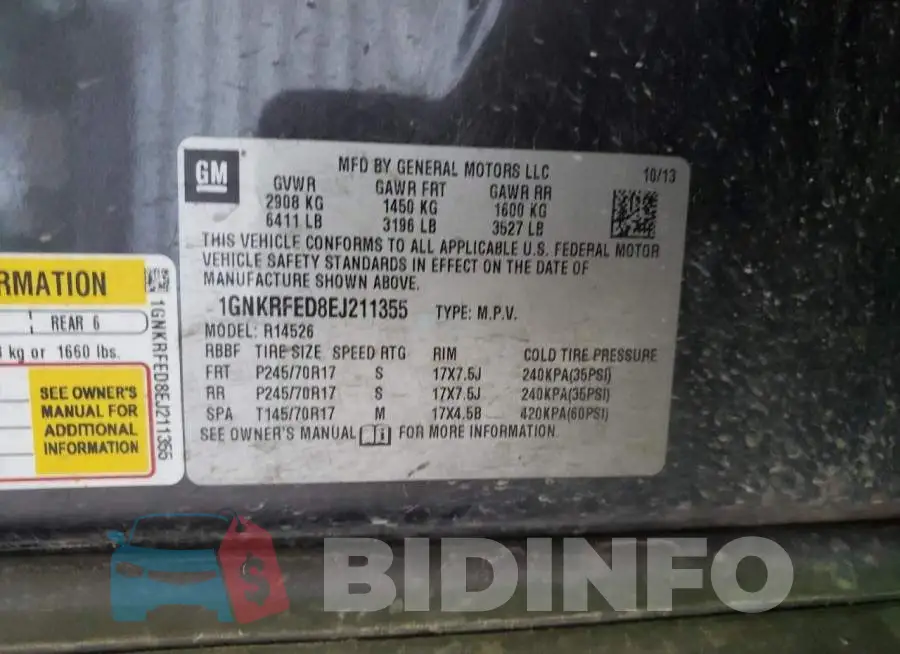 1GNKRFED8EJ211355 Photo# 13