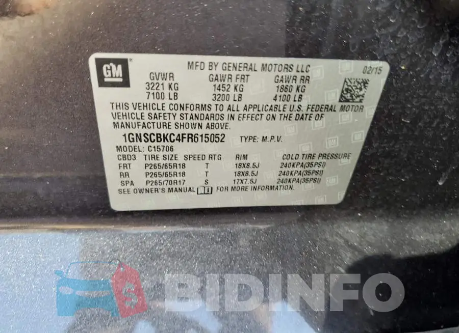 1GNSCBKC4FR615052 Photo# 13
