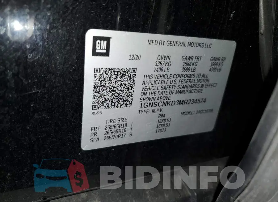 1GNSCNKD3MR234574 Photo# 13