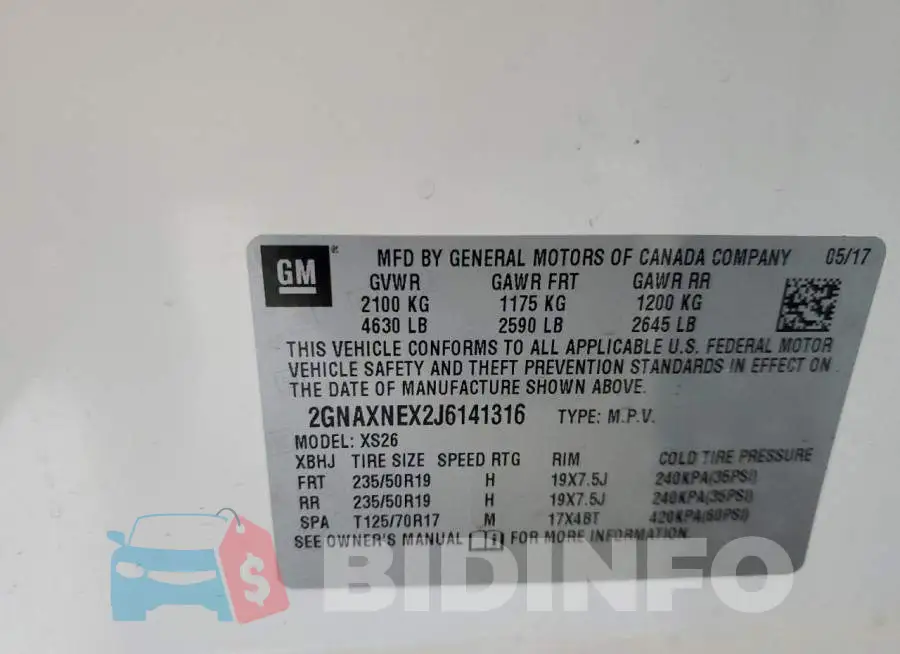2GNAXNEX2J6141316 Photo# 13