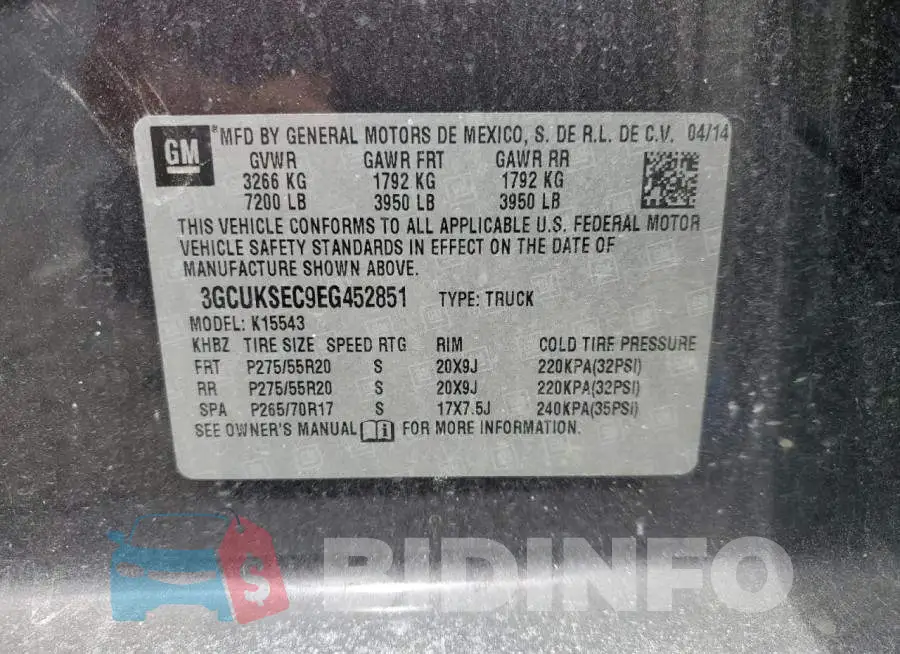 3GCUKSEC9EG452851 Photo# 13