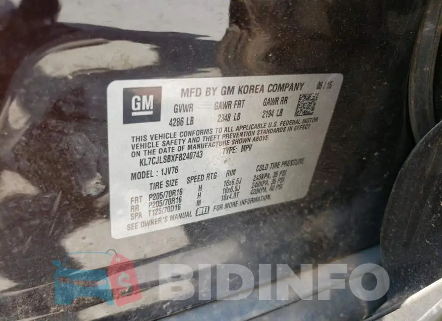 KL7CJLSBXFB240743 Photo# 12