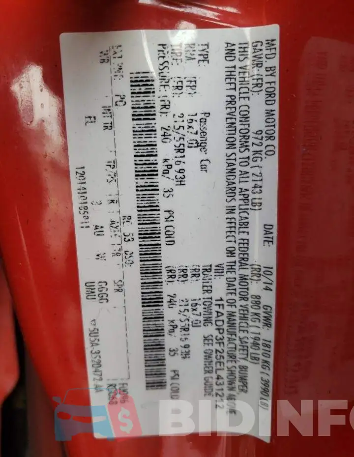 1FADP3F25EL431212 Photo# 12