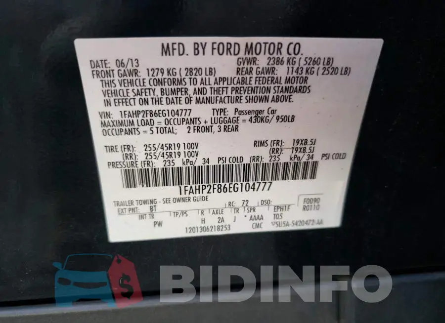 1FAHP2F86EG104777 Photo# 11