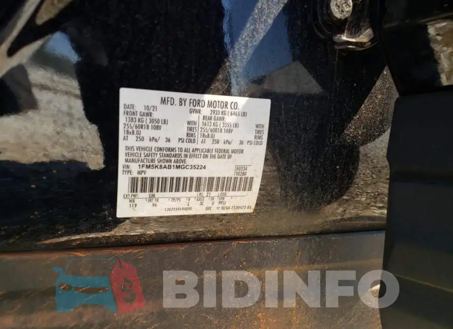 1FM5K8AB1MGC35224 Photo# 13