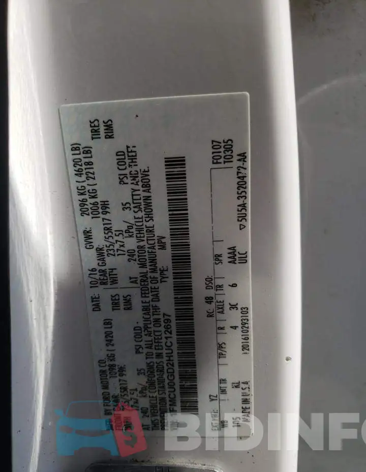 1FMCU0GD2HUC12697 Photo# 13