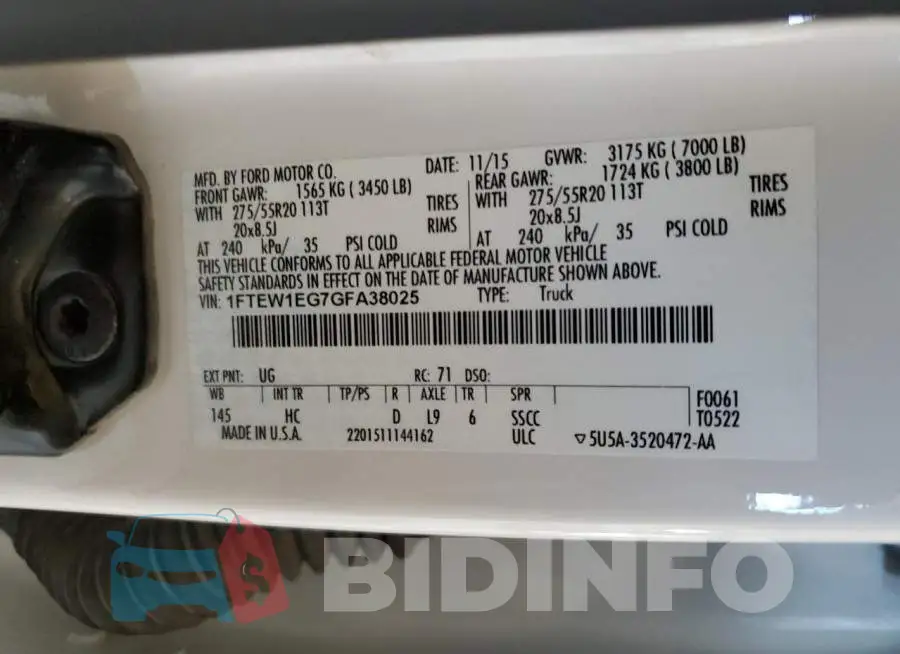1FTEW1EG7GFA38025 Photo# 12