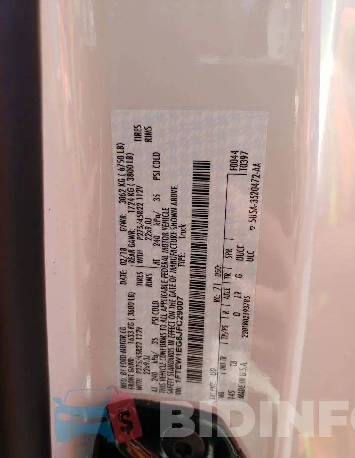 1FTEW1EG8JFC29007 Photo# 12