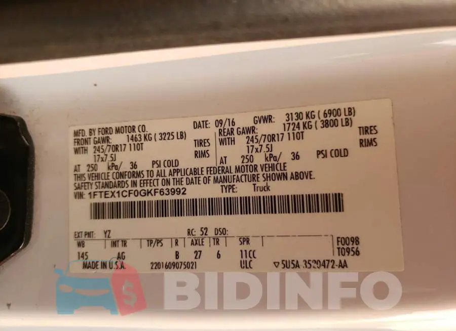 1FTEX1CF0GKF63992 Photo# 12