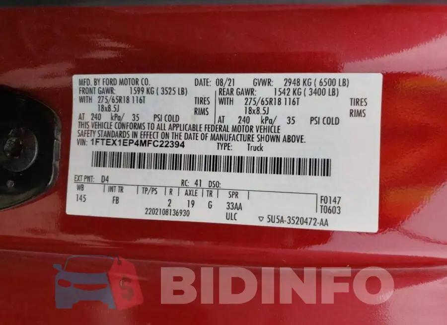 1FTEX1EP4MFC22394 Photo# 13