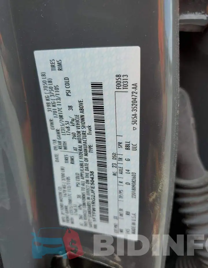 1FTFW1RG2JFE50438 Photo# 13