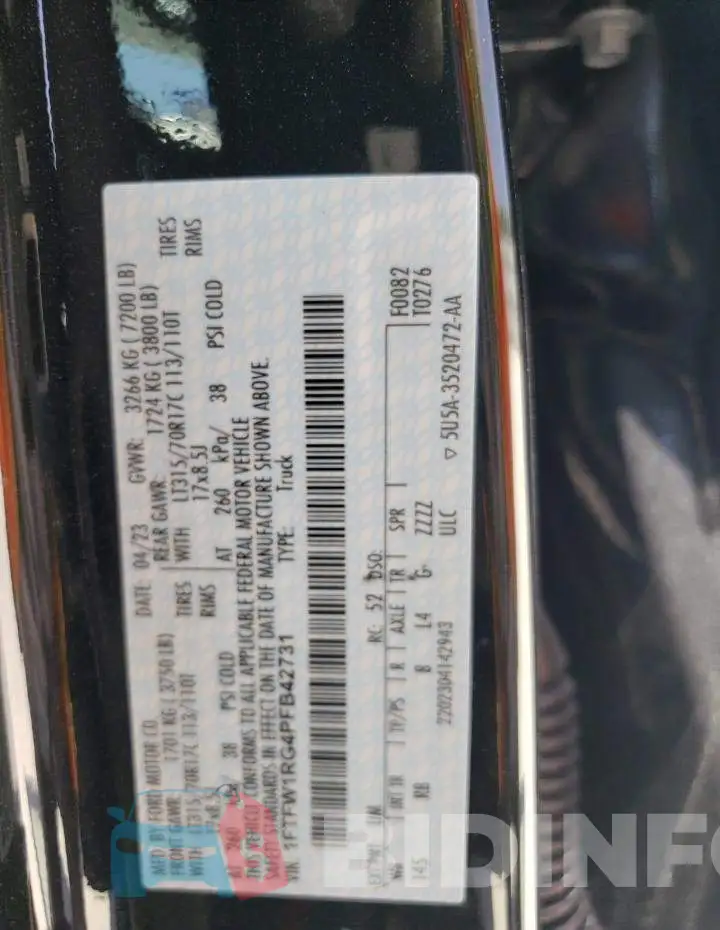 1FTFW1RG4PFB42731 Photo# 13