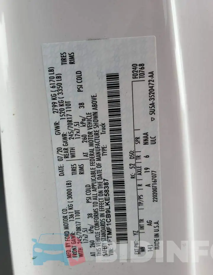 1FTMF1CB9LKE58387 Photo# 12