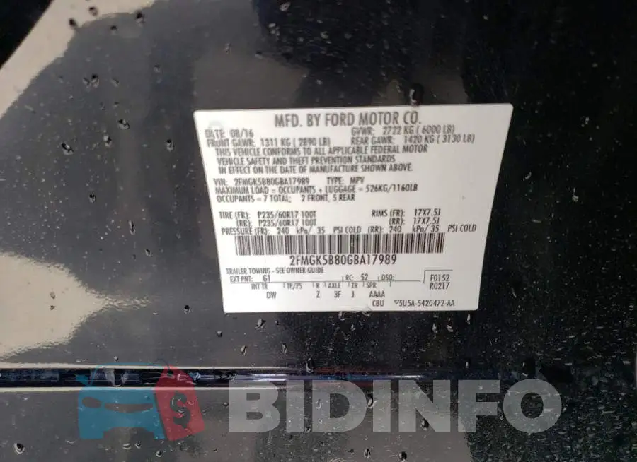 2FMGK5B80GBA17989 Photo# 13