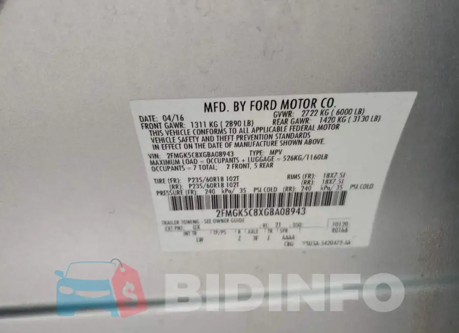 2FMGK5C8XGBA08943 Photo# 13