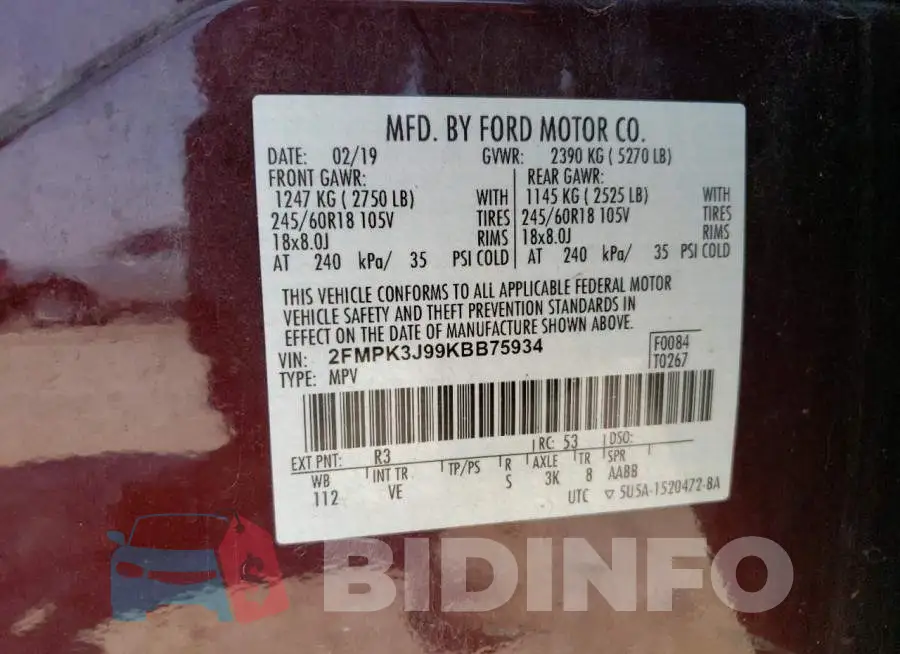 2FMPK3J99KBB75934 Photo# 14
