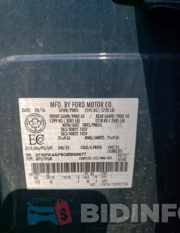 2FMPK4AP8GBB68677 Photo# 13
