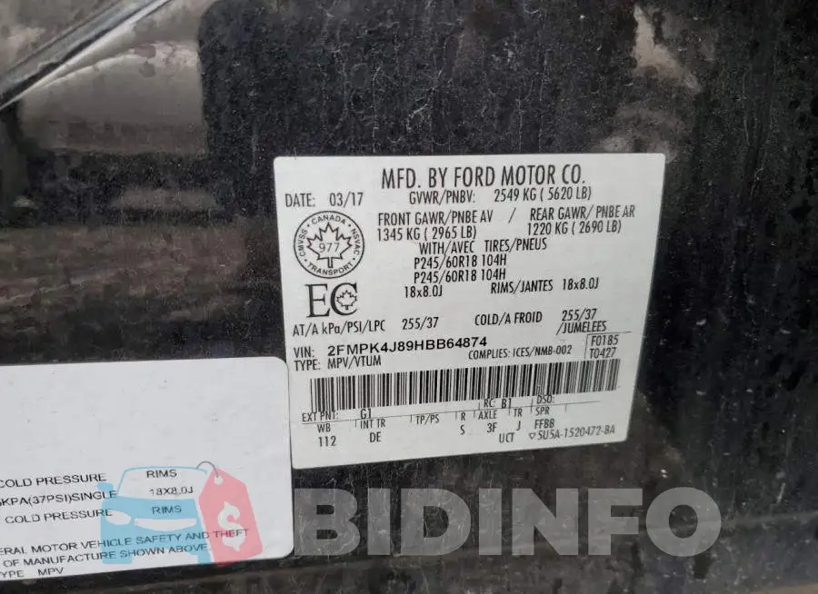 2FMPK4J89HBB64874 Photo# 13