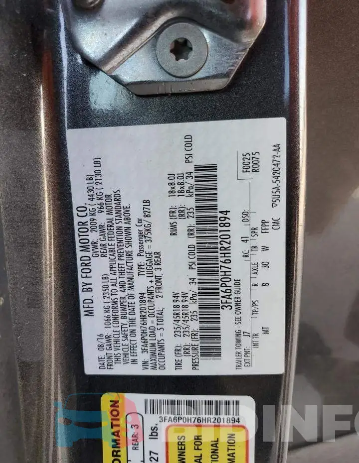 3FA6P0H76HR201894 Photo# 12