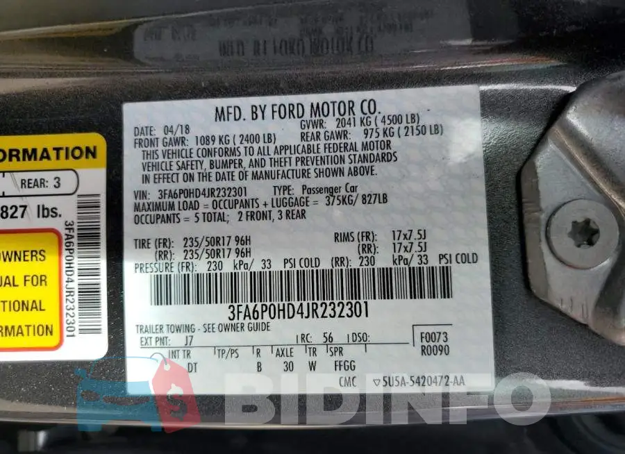 3FA6P0HD4JR232301 Photo# 12