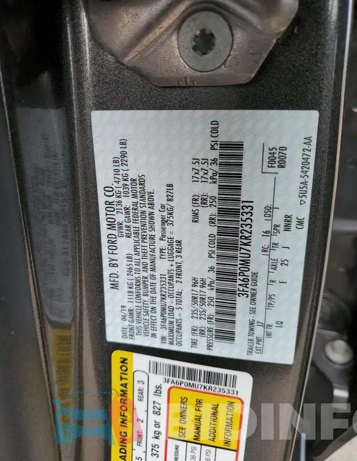 3FA6P0MU7KR235331 Photo# 12