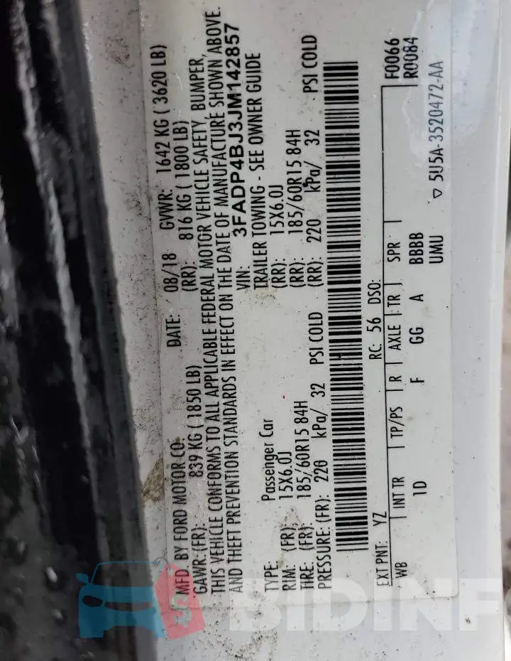 3FADP4BJ3JM142857 Photo# 13