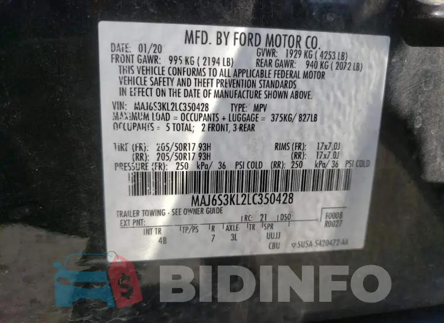 MAJ6S3KL2LC350428 Photo# 13