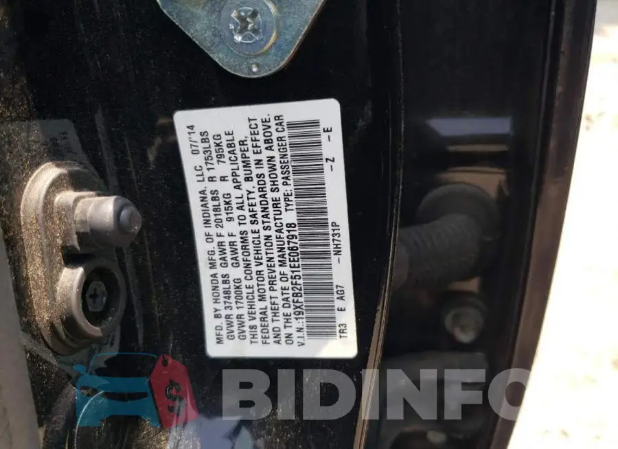 19XFB2F51EE067918 Photo# 12
