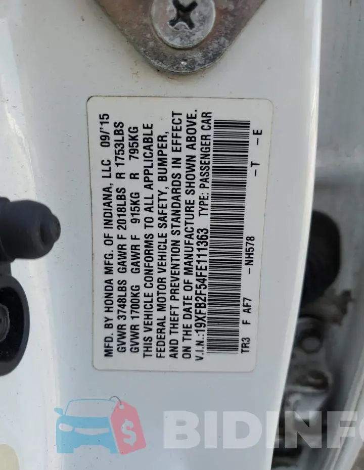 19XFB2F54FE111363 Photo# 13