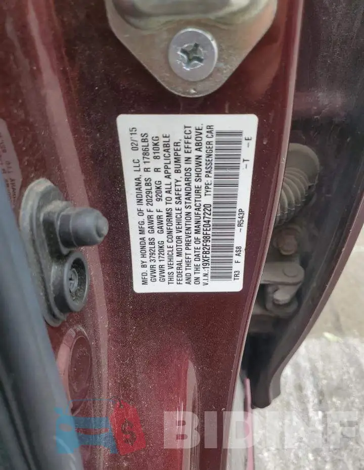 19XFB2F98FE047220 Photo# 12
