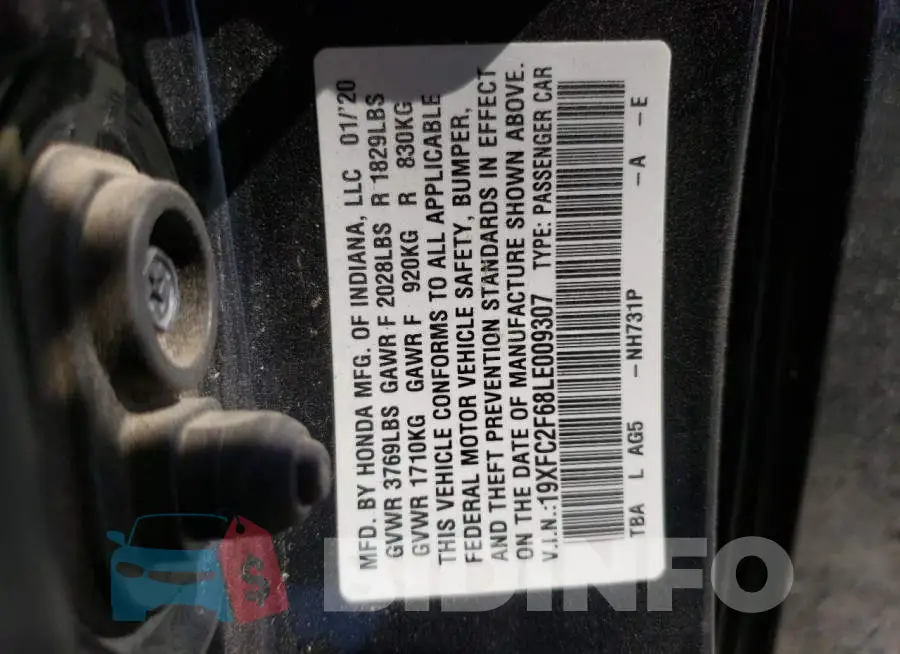 19XFC2F68LE009307 Photo# 12