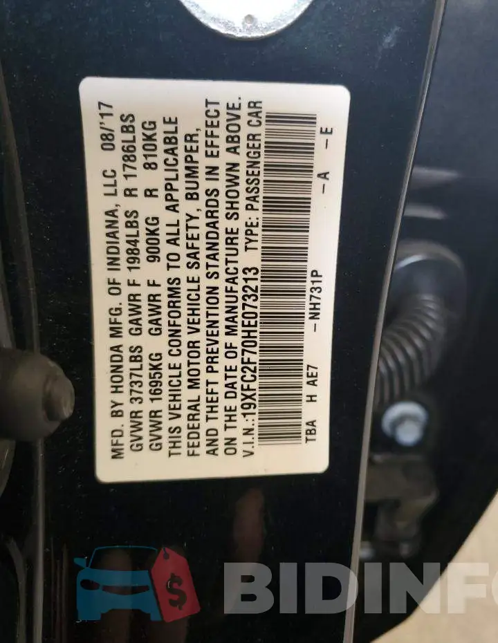 19XFC2F70HE073213 Photo# 12