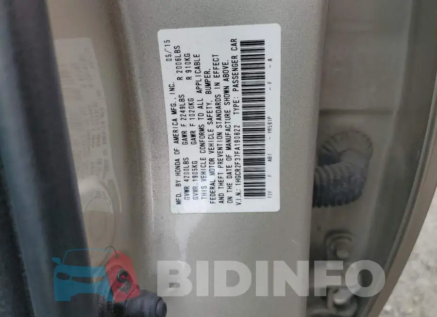 1HGCR2F37FA190822 Photo# 12