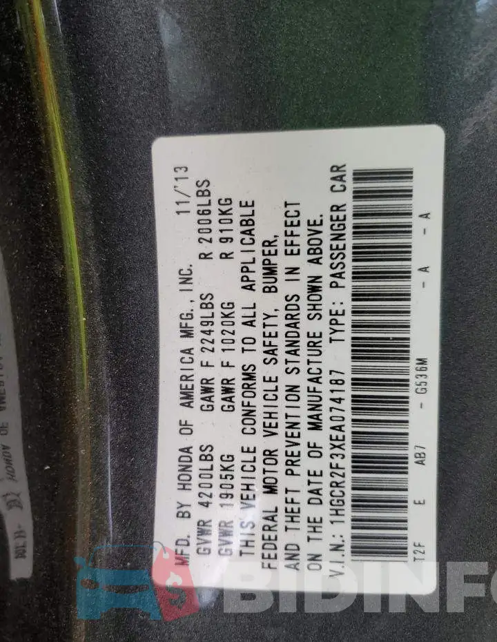 1HGCR2F3XEA074187 Photo# 12
