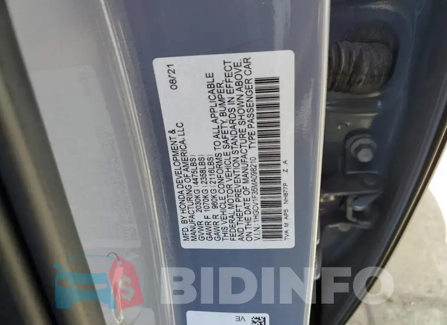 1HGCV1F35MA098210 Photo# 12