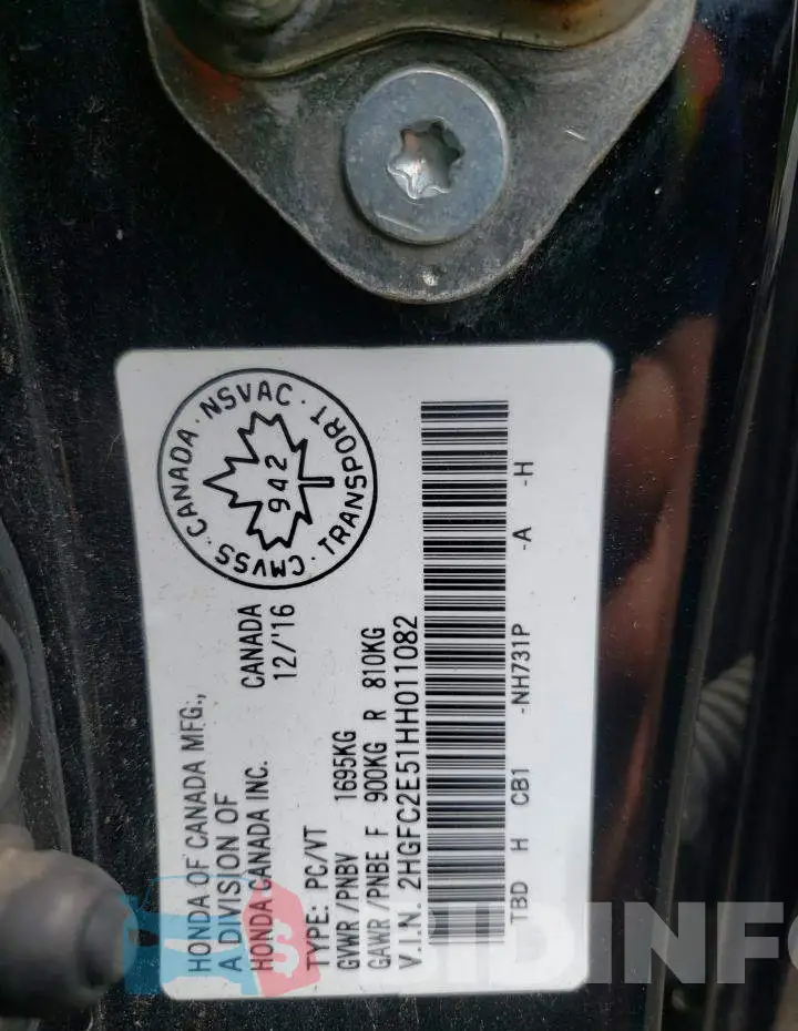 2HGFC2E51HH011082 Photo# 12