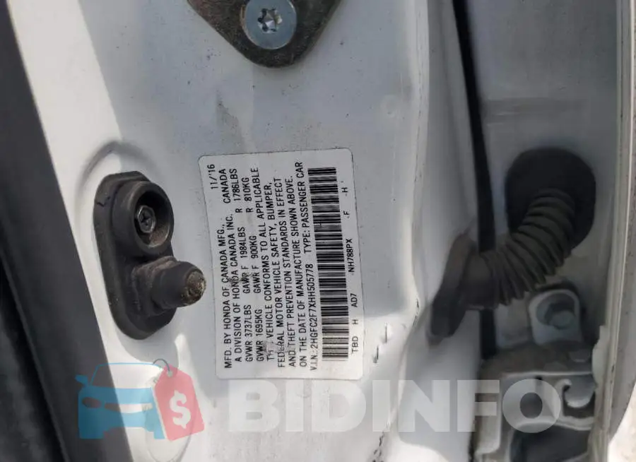 2HGFC2F7XHH505778 Photo# 12