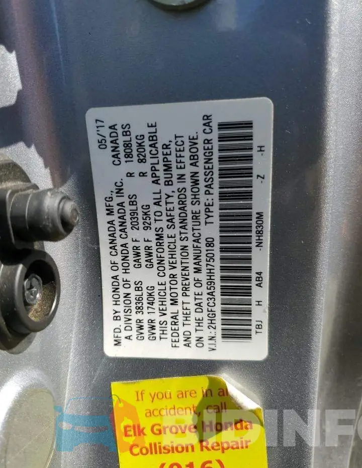 2HGFC3A59HH750180 Photo# 12