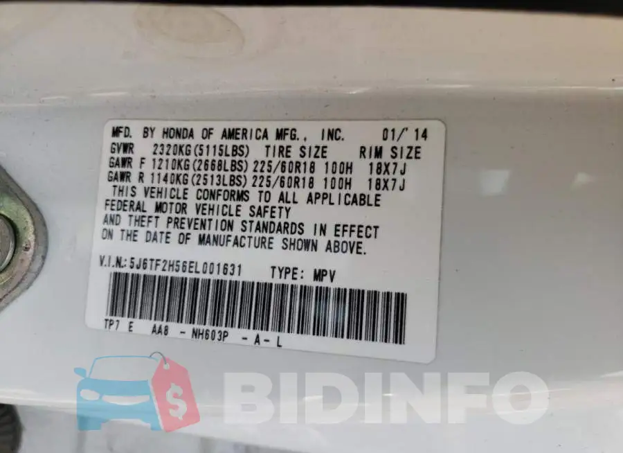 5J6TF2H56EL001631 Photo# 12